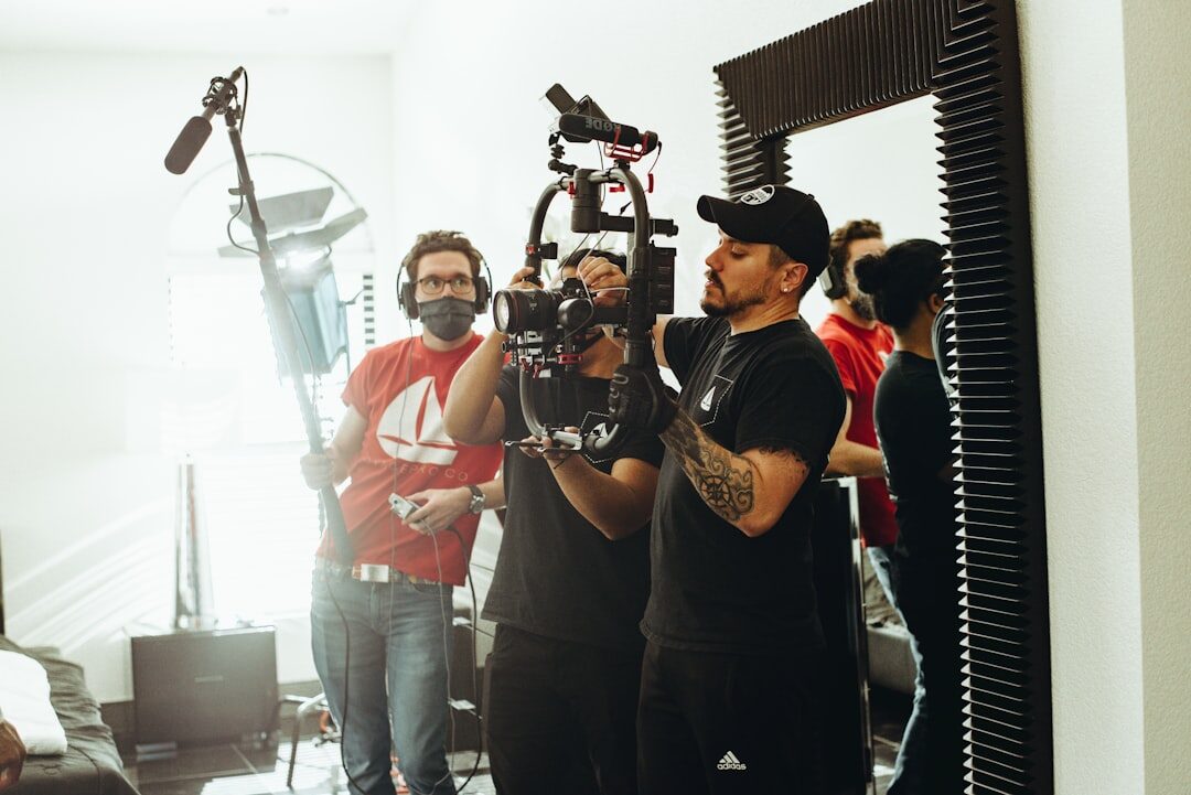 group of actors on set